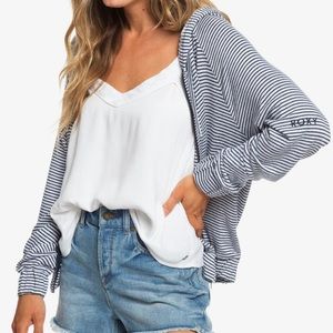 NWT Roxy Lightweight Striped Hoodie
